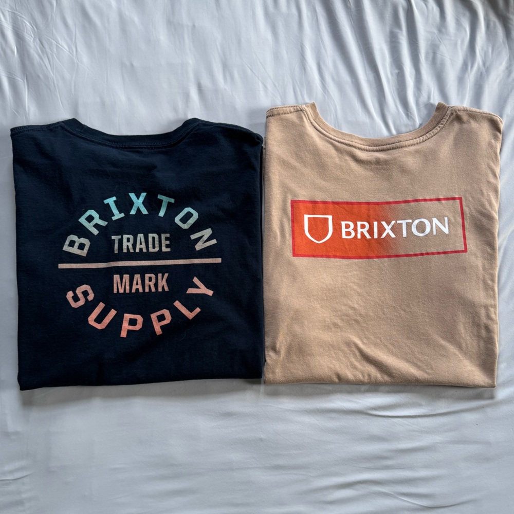 Bundle-Brixton Navy and Tan Short Sleeve Tees Size XL